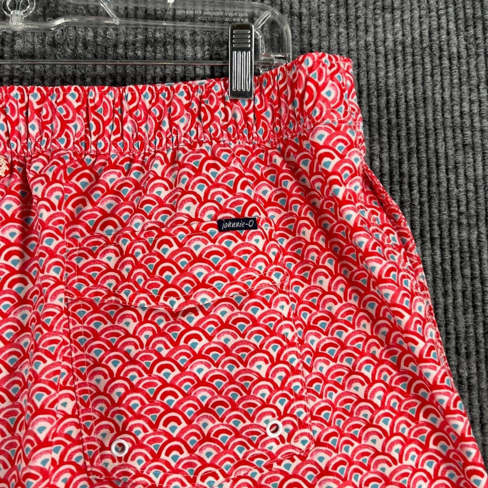Johnnie O Swim Trunks Shorts Mens 2XL XXL Red Geometric Beach Ocean Pool - Picture 12 of 14